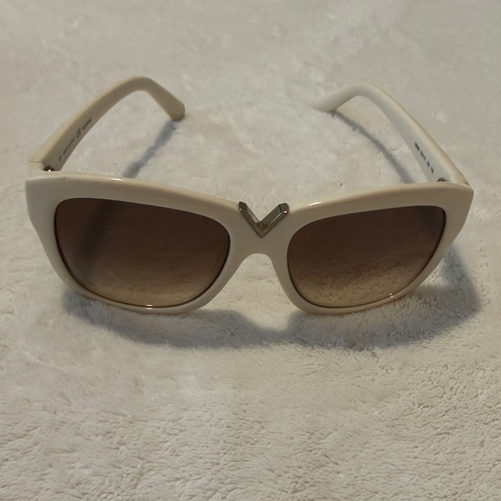 Valentino Ivory Cat-Eye Sunglasses with Brown Gradient Lenses
